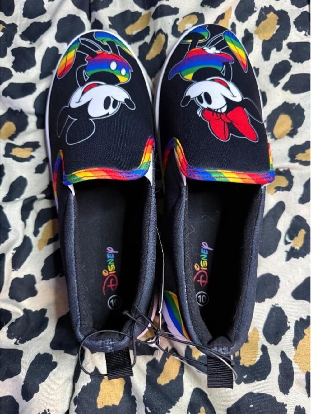 Hot Topic New Disney Mickey and Minnie mouse Pride Shoes Sz 10W 8M Rainbow - Picture 3 of 5